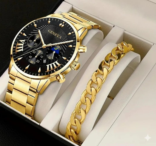 Beautiful Luxury Golden Watch With Bracelet