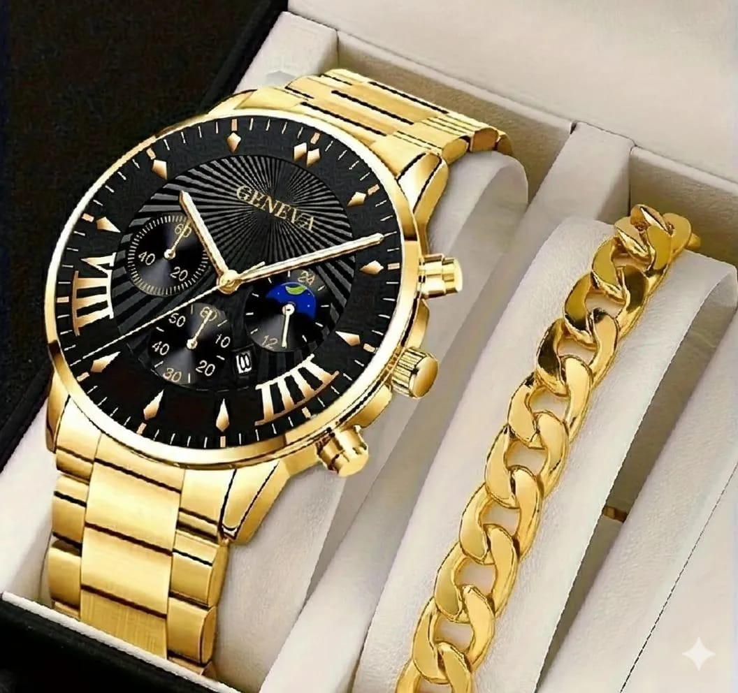 Beautiful Luxury Golden Watch With Bracelet